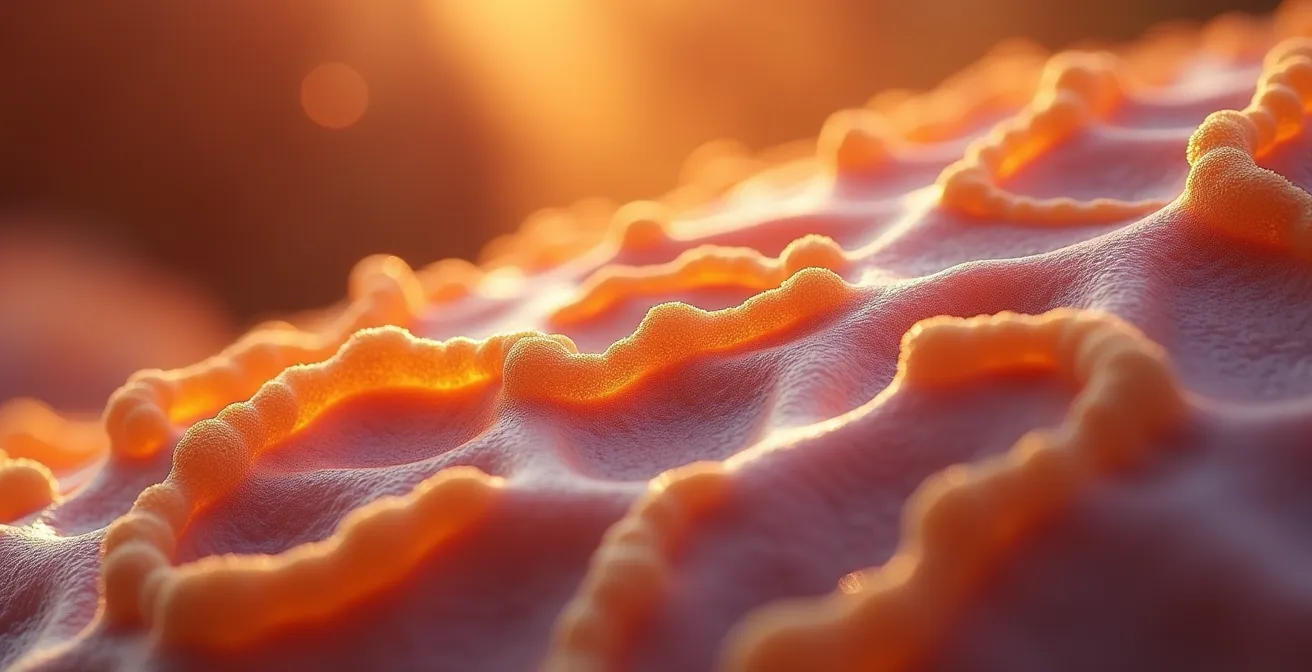 Vue macro de structures cellulaires colorées montrant différentes réponses métaboliques